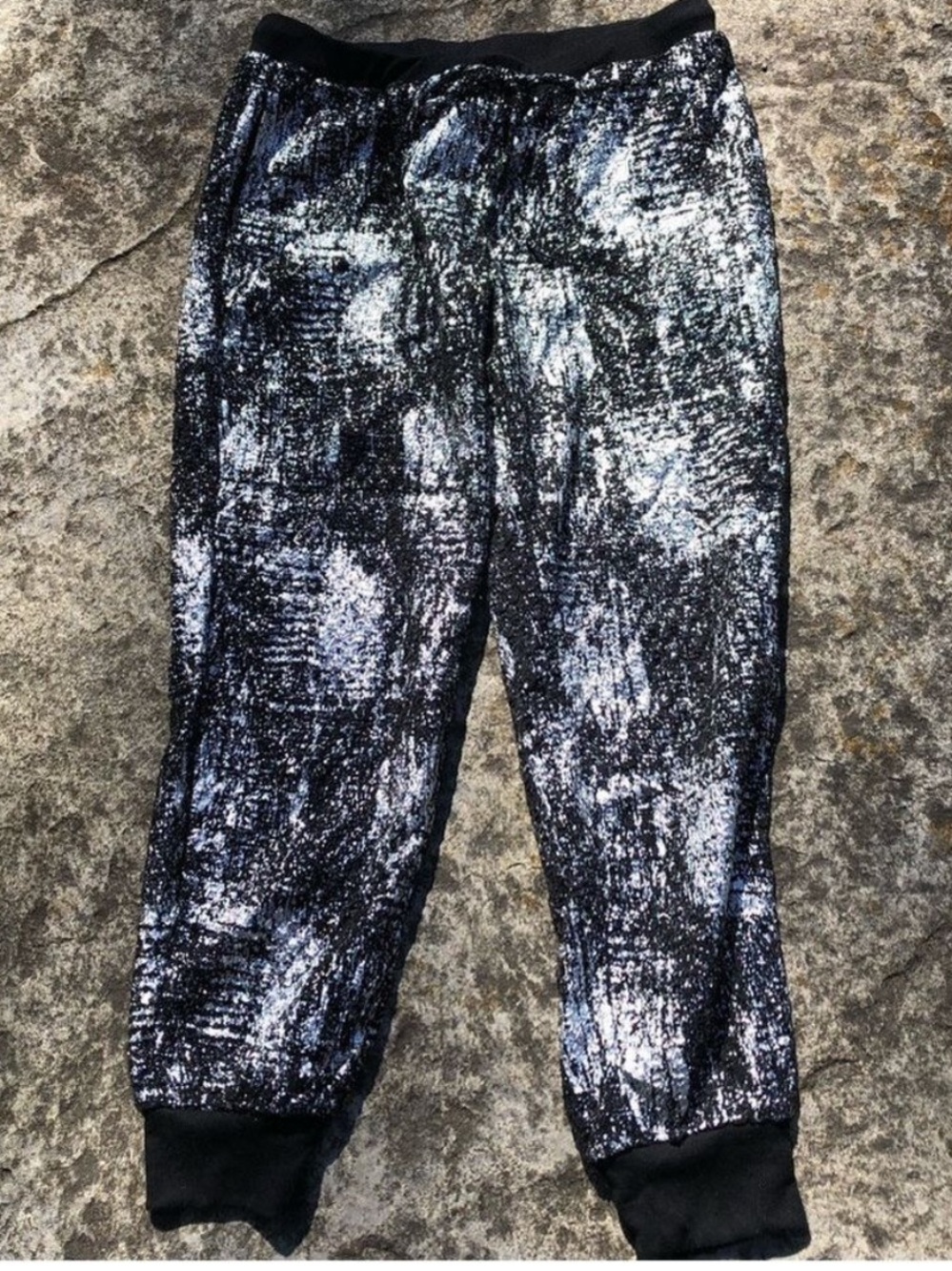 DRA Los Angeles Silver Mesh Metallic Joggers-Sz M